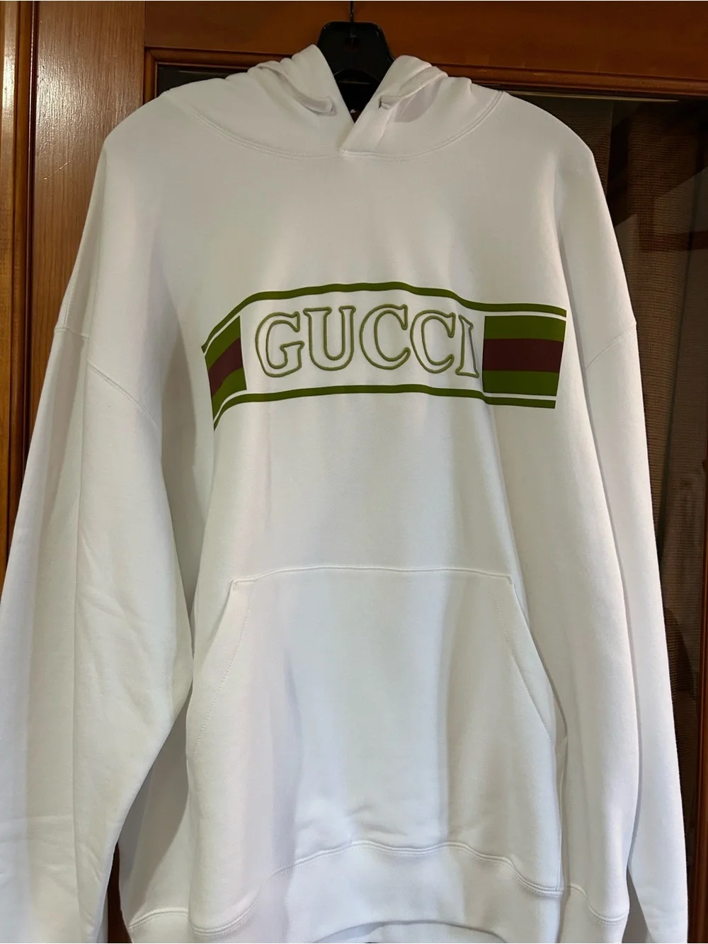 Men's Gucci cotton iconic embroidered web stripe logo hoodie size XXXL